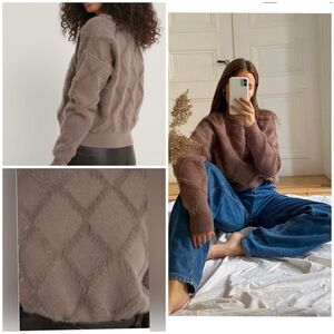 NA-KD Women Small Chunky Taupe Textured Sweater Luxury Comfy Capsule Wardrobe